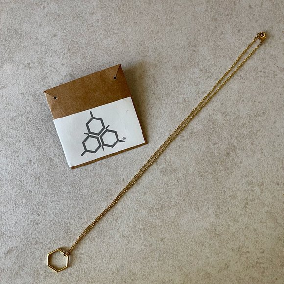 Handmade Jewelry - Gold Hexagon Pendant Necklace